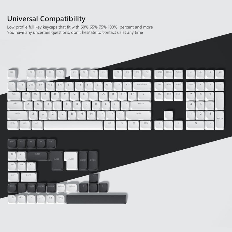 Womier Keycaps, Low Profile Keycaps, Shine Through Custom PBT Keyboard Key caps for 60% 65% 75% 80% 100% Cherry Gateron MX Switches Mechanical Keyboard,White Backlight - Image 5